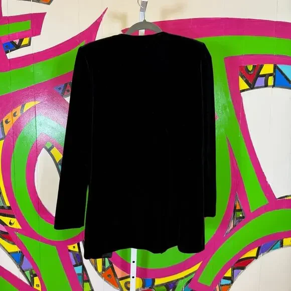 Alex Evenings Elegant Black Velvety Jacket. Size 6. Rhinestones on the edges. - Picture 7 of 7